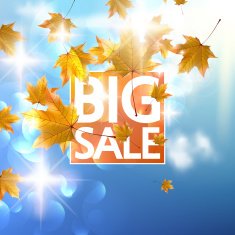 Autumn Sale poster with gold Maple leaves