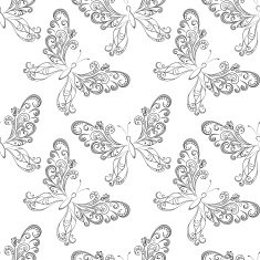 Seamless background butterflies contours