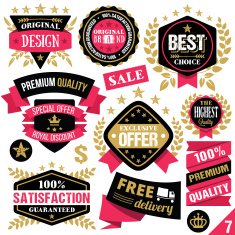 Premium quality stickers badges labels and ribbons Set 7