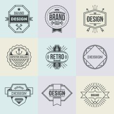 Assorted retro design insignias logotypes set 13 Vector vintage elements