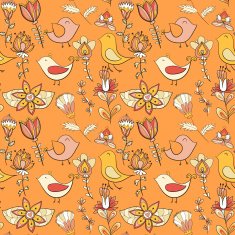 Seamless texture with flowers and birds N18