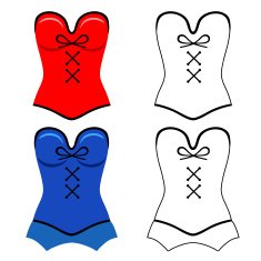 Red blue corset flat outlined style