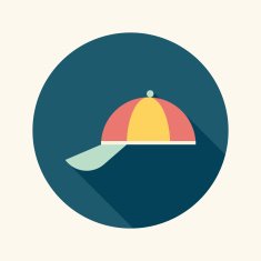 Peaked cap flat icon with long shadow N11
