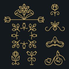 Vector linear set of elegant ornaments for create borders