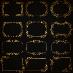 Vector set of gold decorative borders frame N16