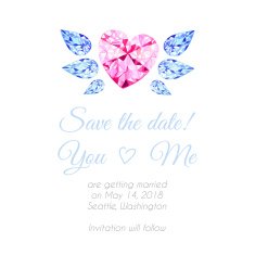Diamond heart with wings watercolor vector design background