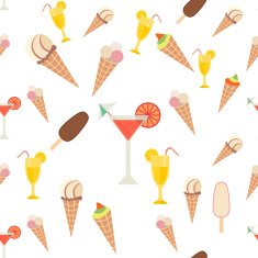 Ice cream and drinks seamless pattern