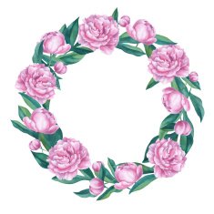 Watercolor peony wreath illustration Round border