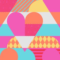 Vector creative romantic seamless pattern with multicolor heart