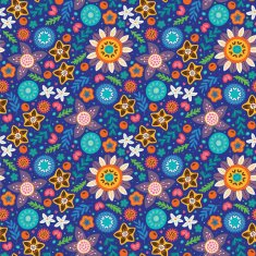 Scandinavian wild flowers seamless pattern N6