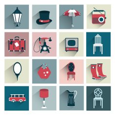 Set of retro flat icon Vector
