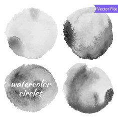 Watercolor Grey Vector Circles Set