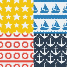 Nautical seamless patterns set in flat design style