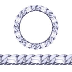 Silver chain with white fabric ribbon vector brush