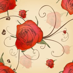 Red roses retro pattern