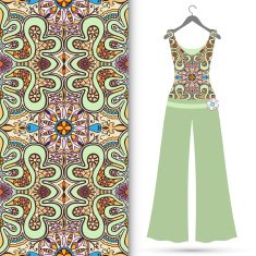 Fashion seamless geometric pattern women's blouse and trousers on N3