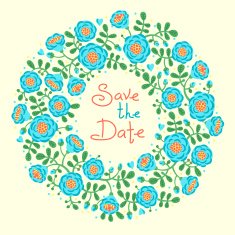 Save The Date Invitation with Floral Wreath