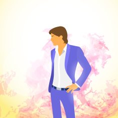 Fashion man over colorful pain splash background