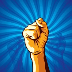 clenched fist held in protest vector illustration