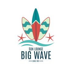 Vector Retro Style Surfing Labels Logos N5
