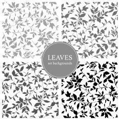 floral leaves decoration style isolated set backgrounds N2