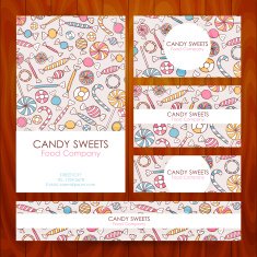 Vector Candy Food Company Business Set Template with Hand Drawn N2