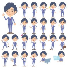 Stripe suit perm hair men