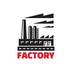 Industrial factory building - vector logo illustration