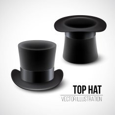Black top hat vector illustration isolated on white background N3