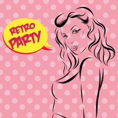 Woman vector portrait on a background N17