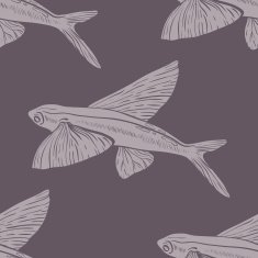 Flying Fish Seamless Vector Pattern N2