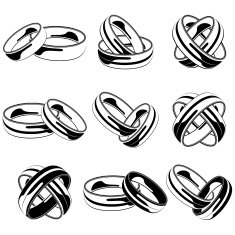 Black and white wedding ring set