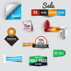 Collection of Sale Discount Styled origami Banners Vector