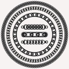 Decorative chain design elements and three brushes for illustrator