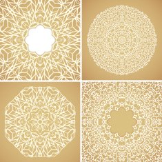 Set of 4 round lace ornamental backgrounds N2