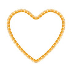 Golden chain with square segments shaped in heart form