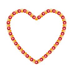 Heart of golden chain with red round gemstones and spacers