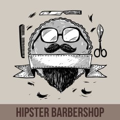 Vector hipster barbershop logo template