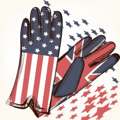 Fashion background with female gloves decorated by USA and Briti