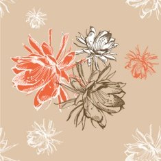 Seamless pattern floral background retro colors N2