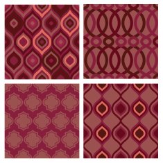 Set of seamless abstract marsala patterns Vector geometric background
