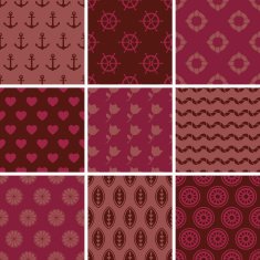 Set of simple seamless abstract marsala patterns Vector background