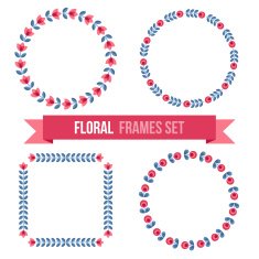 Set of design elements - round floral frames N8