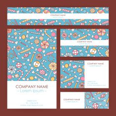 Vector Business Set Template with Hand Drawn Sweets N2