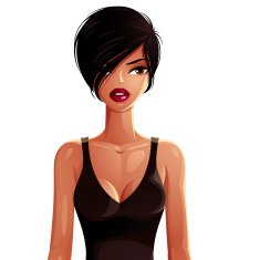 Sexy flirting woman upper body vector portrait Beautiful brunet N2