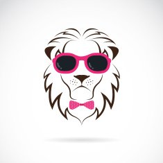 Vector images of lion wearing sunglasses on white background