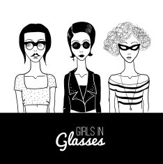 Three doodle woman in sunglasses N2
