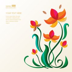 Abstract colorful floral element background Vector decorative flowers N3