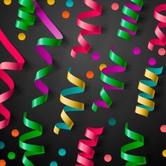 Party design template with streamers and confetti