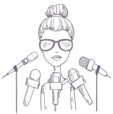 business woman gives interview